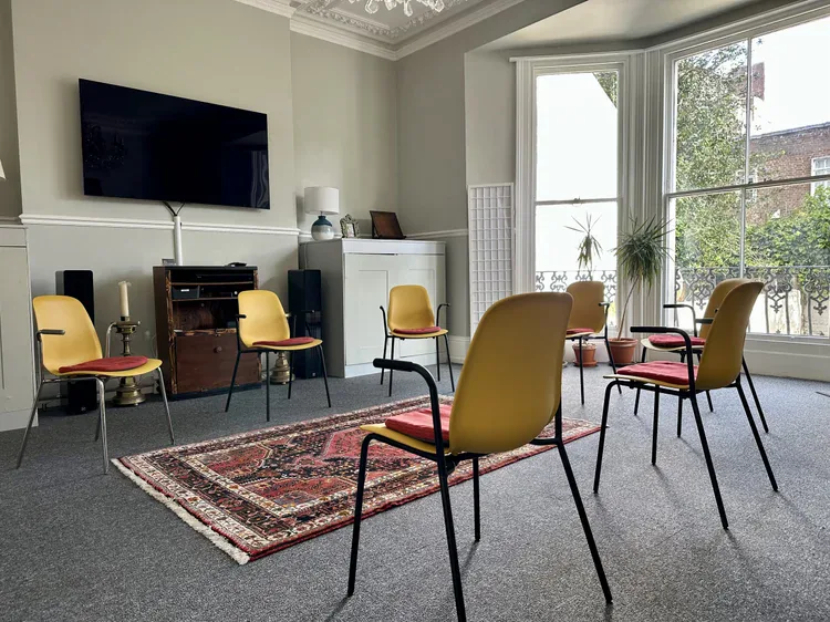 Chairs arranged for a group at New Road Psychotherapy Centre
