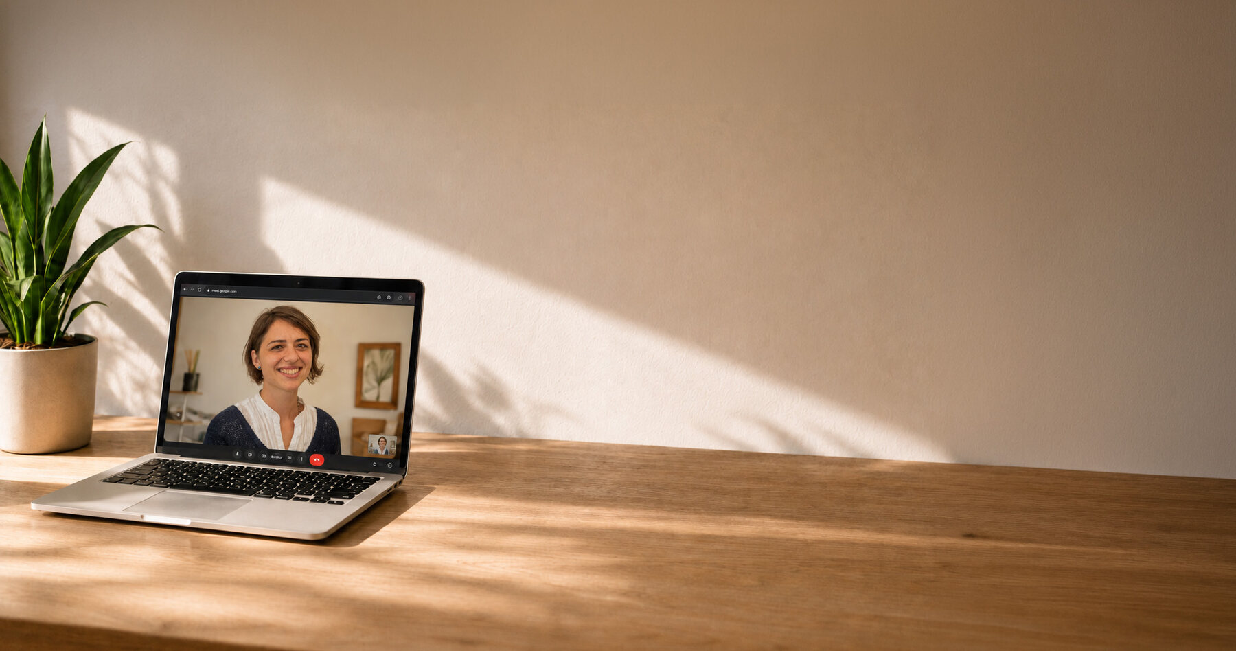 A person speaking during an online therapy session